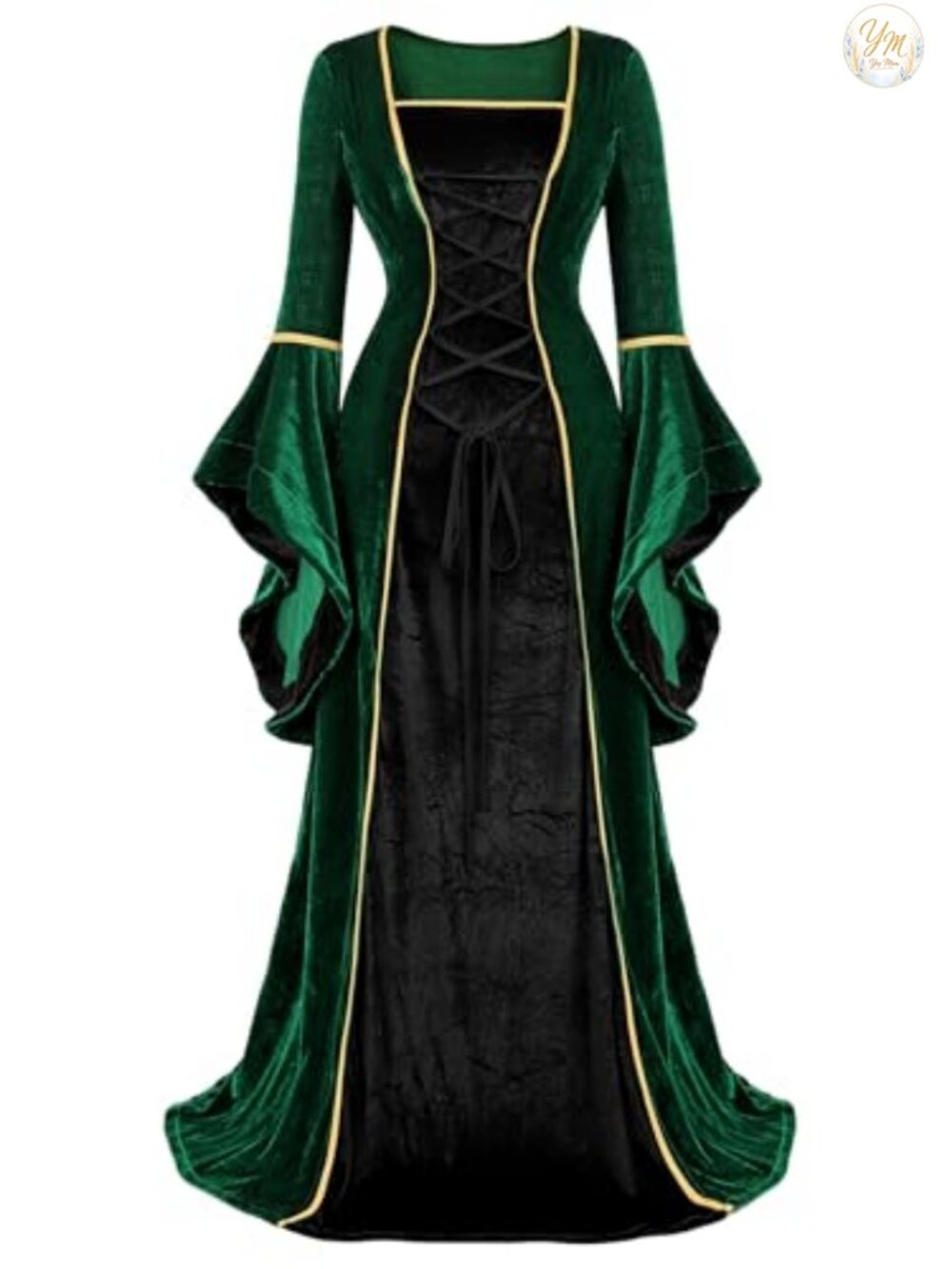 Women's Renaissance Medieval Costume Dress Long Sleeve Maxi Velvet
